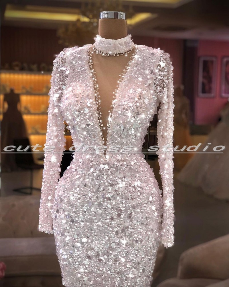 White Sequin Evening Gowns Lon - Women'S Formal Dinner Wear recension och pris