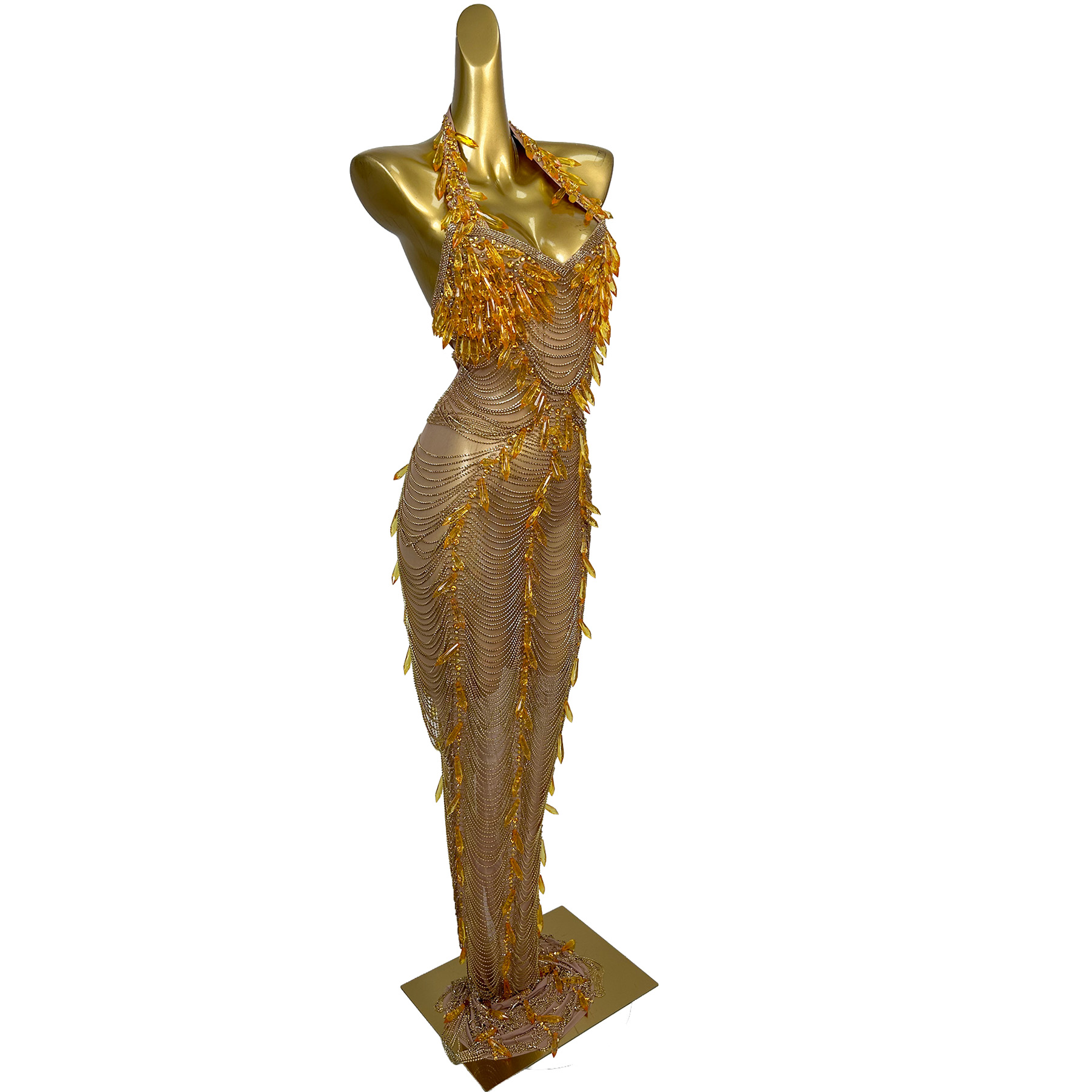 Gold Backless Diamond Tassel E - Women Formal Wear For Plus Size recension och pris