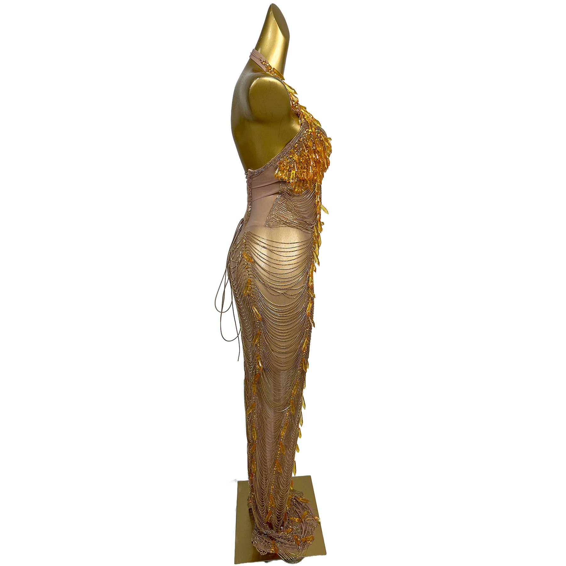 Gold Backless Diamond Tassel E - Women Formal Wear For Plus Size recension och pris