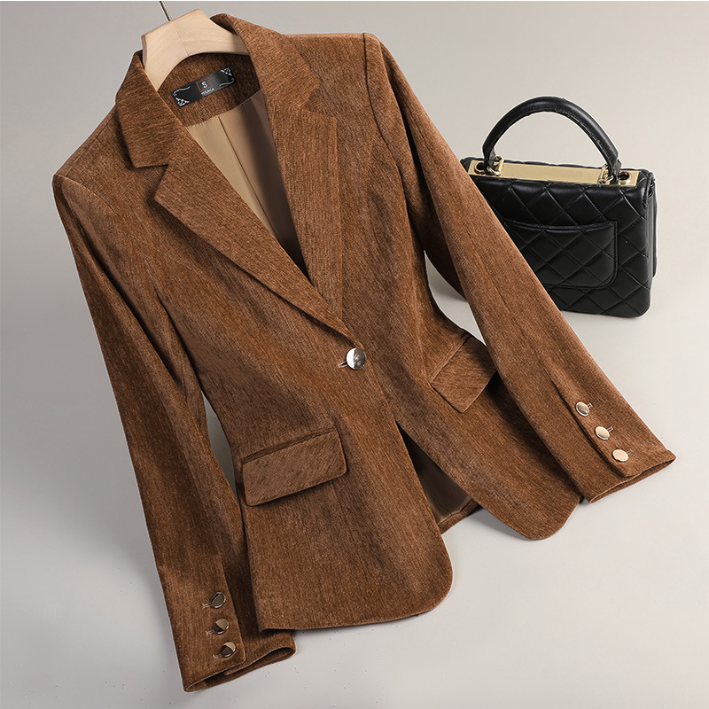 Yellow Gold Velvet Blazer Wome - Formal Winter Wear Women Jacket recension och pris