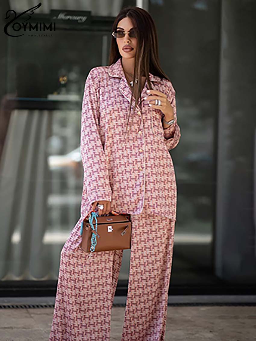 Oymimi Fashion Pink Print Wome - Women'S Formal Wear With Pants recension och pris