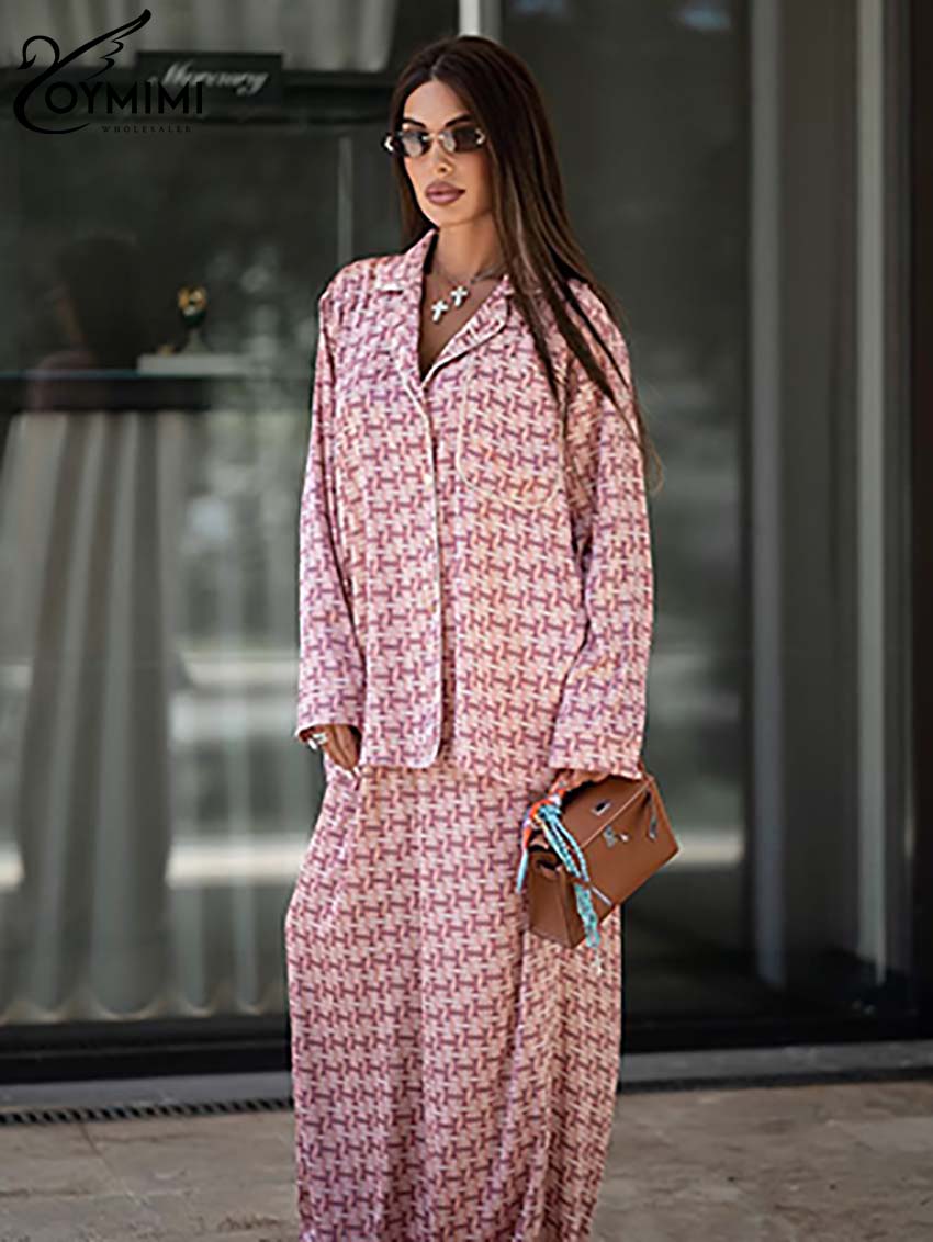 Oymimi Fashion Pink Print Wome - Women'S Formal Wear With Pants recension och pris