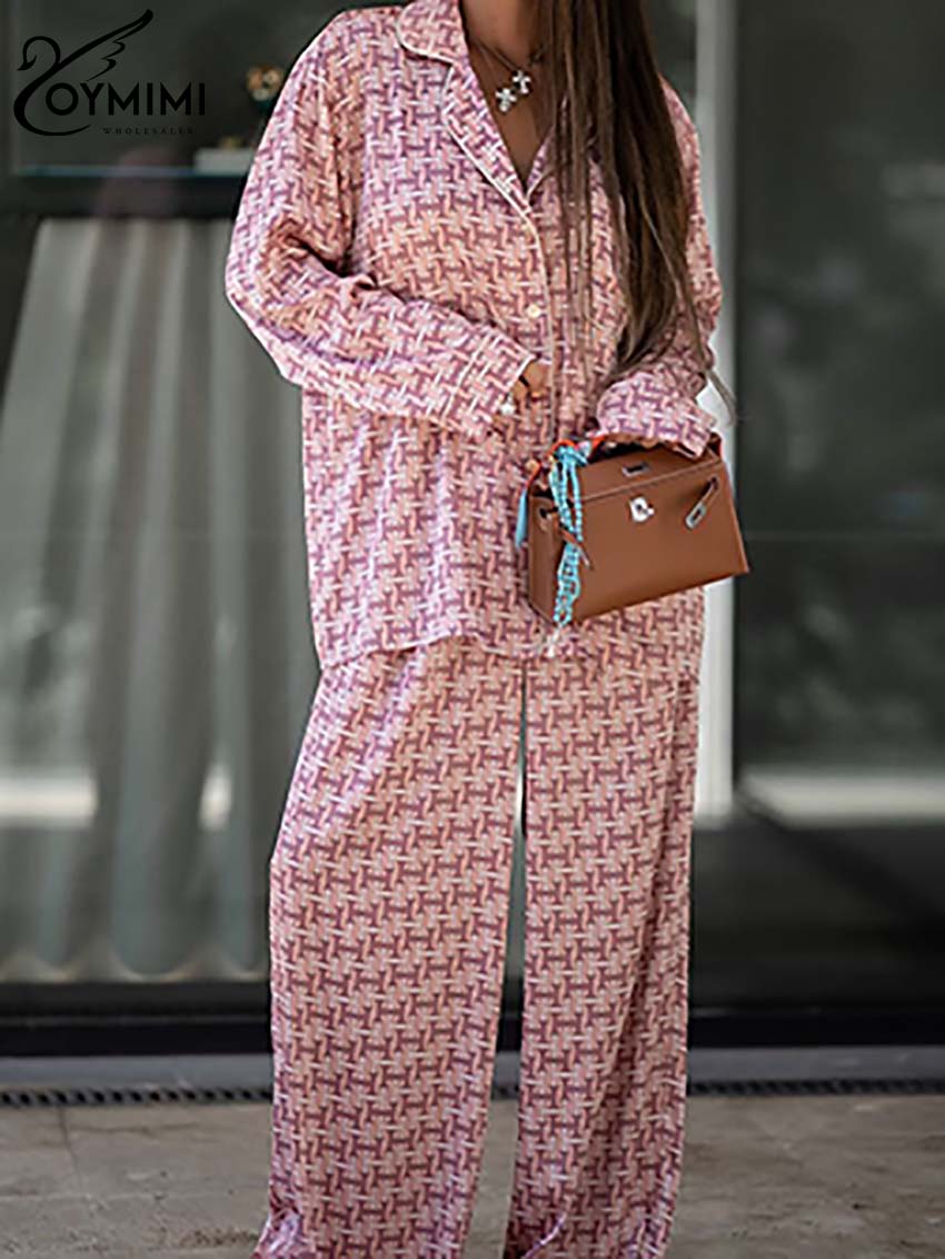 Oymimi Fashion Pink Print Wome - Women'S Formal Wear With Pants recension och pris